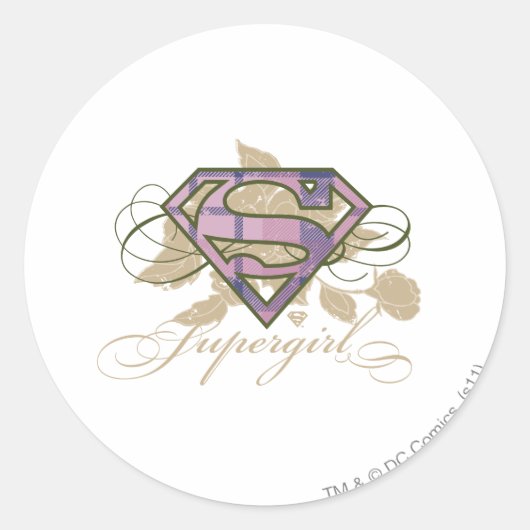 Supergirl Blumen Runder Aufkleber (Vorderseite)