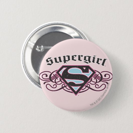 Supergirl Button Strips Schwarz und Rosa (Vorne & Hinten)