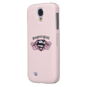 Supergirl Button Strips Schwarz und Rosa Case-Mate Samsung Galaxy Hülle (Rückseite Links)