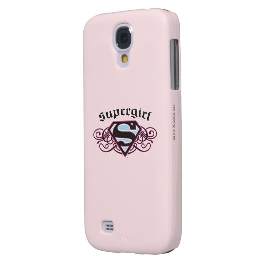 Supergirl Button Strips Schwarz und Rosa Case-Mate Samsung Galaxy Hülle (Rückseite Links)