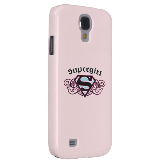 Supergirl Button Strips Schwarz und Rosa Case-Mate Samsung Galaxy Hülle (Rückseite/rechts)