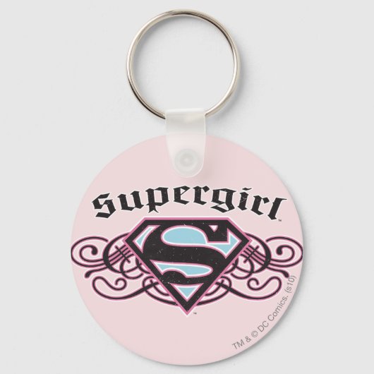 Supergirl Button Strips Schwarz und Rosa Schlüsselanhänger (Vorderseite)