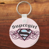 Supergirl Button Strips Schwarz und Rosa Schlüsselanhänger (Vorderseite)