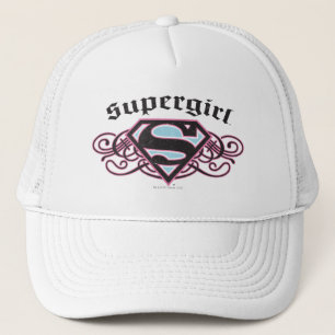 Supergirl Button Strips Schwarz und Rosa Truckerkappe