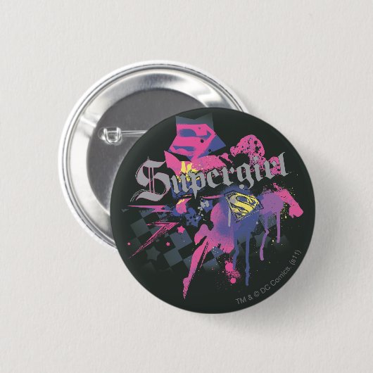 Supergirl Checkered Spritzer Button (Vorne & Hinten)