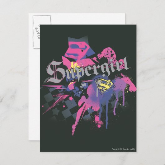 Supergirl Checkered Spritzer Postkarte (Vorne/Hinten)