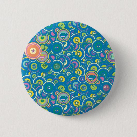 Supergirl Circle Blue Muster Button (Vorderseite)