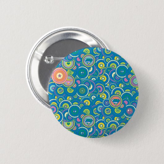 Supergirl Circle Blue Muster Button (Vorne & Hinten)