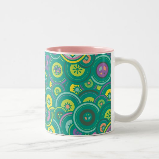 Supergirl Circle Green Muster Zweifarbige Tasse (Rechts)