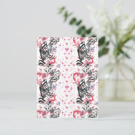 Supergirl Collage Pattern Postkarte (Stehend Vorderseite)