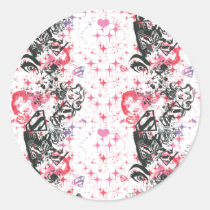 Supergirl Collage Pattern Runder Aufkleber