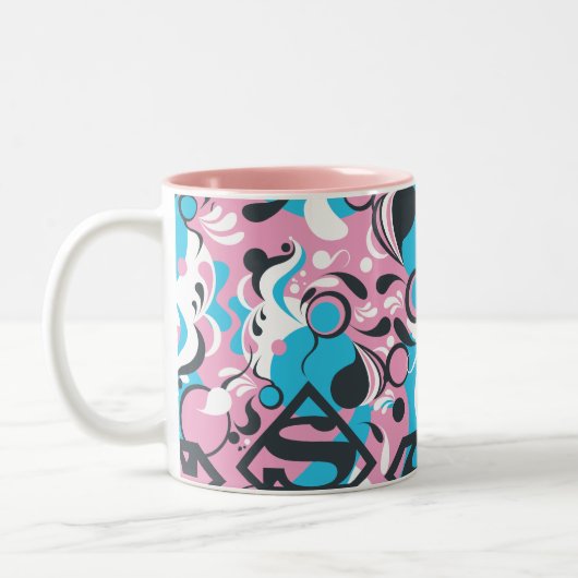 Supergirl Color Splash Swirls Pattern 7 Zweifarbige Tasse (Links)