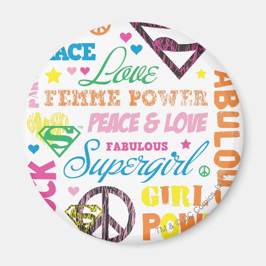 Supergirl Colorful Text Collage Magnet (Vorne)