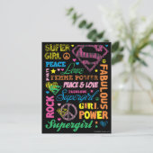 Supergirl Colorful Text Collage Postkarte (Stehend Vorderseite)