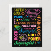 Supergirl Colorful Text Collage Postkarte (Vorne/Hinten)