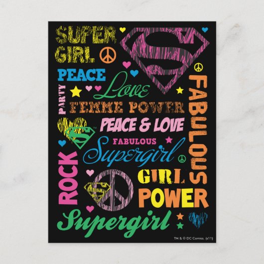 Supergirl Colorful Text Collage Postkarte (Vorderseite)