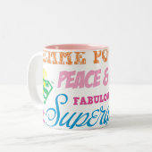 Supergirl Colorful Text Collage Zweifarbige Tasse (Vorderseite Links)