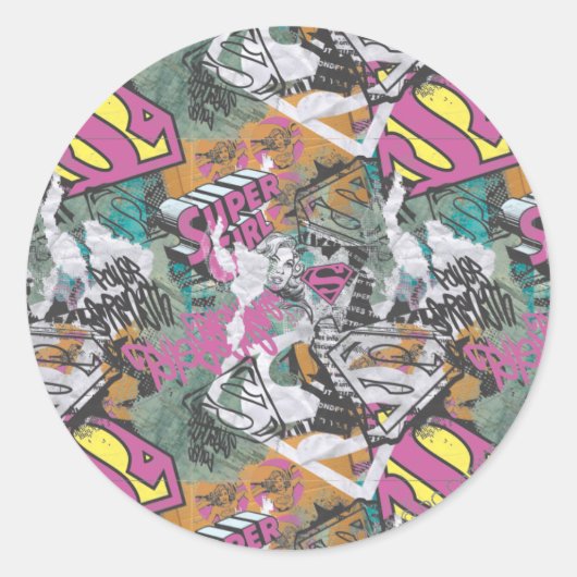 Supergirl Comic Capers Muster 10 Runder Aufkleber (Vorderseite)