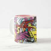 Supergirl Comic Capers Muster 4 Zweifarbige Tasse (Vorderseite Links)