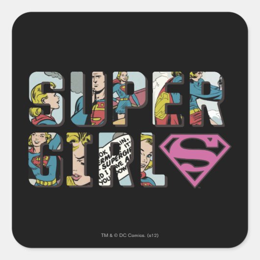Supergirl-Comic-Logo Quadratischer Aufkleber (Vorderseite)