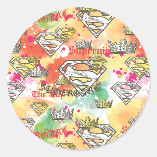 Supergirl Crown Pattern Runder Aufkleber (Vorderseite)