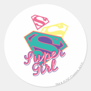 Supergirl Cursive Runder Aufkleber