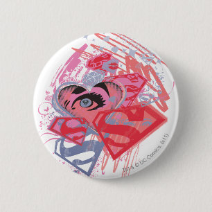 Supergirl Diamonds and Lips Button