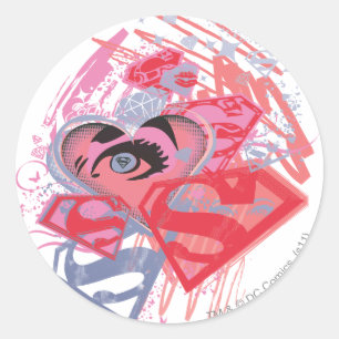 Supergirl Diamonds and Lips Runder Aufkleber
