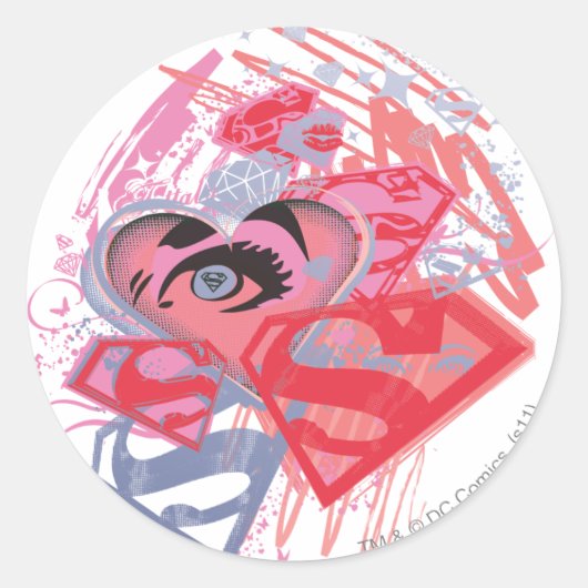 Supergirl Diamonds and Lips Runder Aufkleber (Vorderseite)