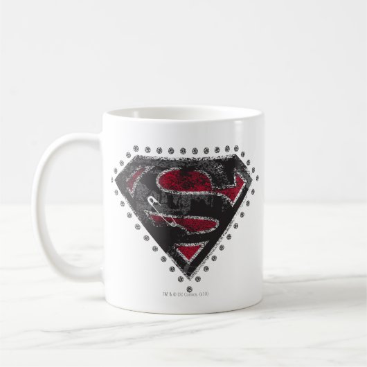 Supergirl Distressed Logo Black and Red Kaffeetasse (Links)