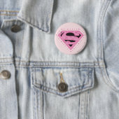 Supergirl Distressed Logo Schwarz und Rosa Button (Beispiel)