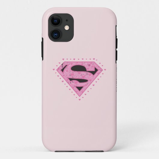 Supergirl Distressed Logo Schwarz und Rosa Case-Mate iPhone Hülle (Rückseite)