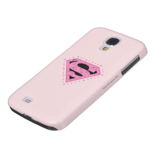 Supergirl Distressed Logo Schwarz und Rosa Case-Mate Samsung Galaxy Hülle (unten)