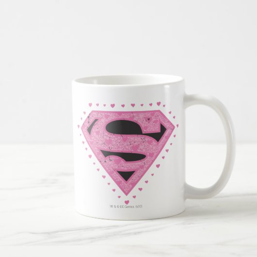 Supergirl Distressed Logo Schwarz und Rosa Kaffeetasse (Rechts)