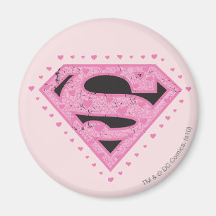 Supergirl Distressed Logo Schwarz und Rosa Magnet