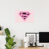 Supergirl Distressed Logo Schwarz und Rosa Poster (Heimbüro)