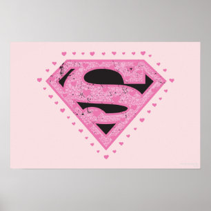 Supergirl Distressed Logo Schwarz und Rosa Poster
