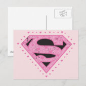 Supergirl Distressed Logo Schwarz und Rosa Postkarte (Vorne/Hinten)