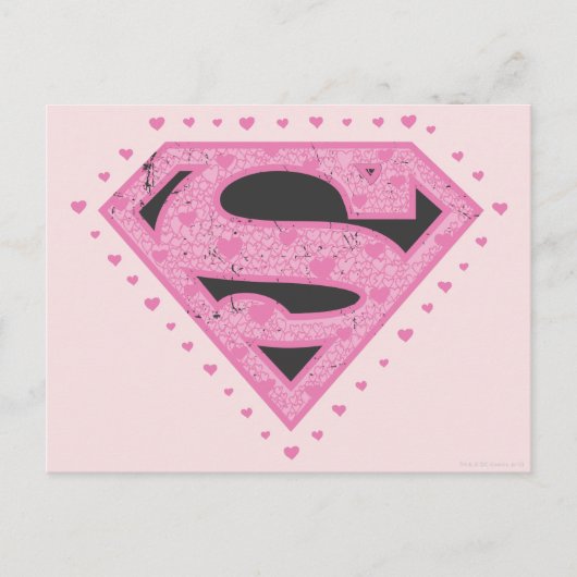 Supergirl Distressed Logo Schwarz und Rosa Postkarte (Vorderseite)