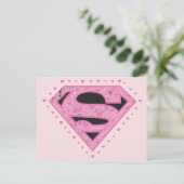 Supergirl Distressed Logo Schwarz und Rosa Postkarte (Stehend Vorderseite)