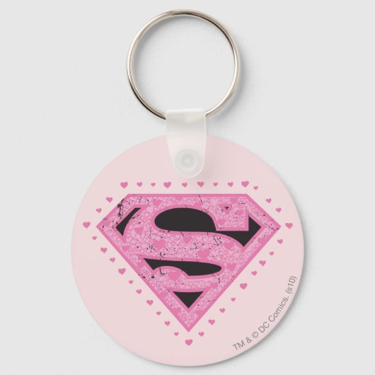Supergirl Distressed Logo Schwarz und Rosa Schlüsselanhänger (Vorderseite)