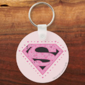 Supergirl Distressed Logo Schwarz und Rosa Schlüsselanhänger (Vorderseite)
