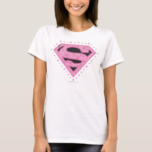 Supergirl Distressed Logo Schwarz und Rosa T-Shirt