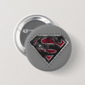 Supergirl Distressed Logo Schwarz und Rot Button (Vorne & Hinten)