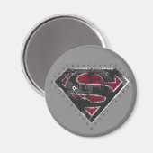 Supergirl Distressed Logo Schwarz und Rot Magnet (Vorderseite/Rückseite)