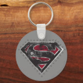 Supergirl Distressed Logo Schwarz und Rot Schlüsselanhänger (Vorderseite)