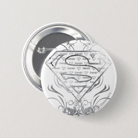 Supergirl-Extravagant-Silber-Logo Button (Vorne & Hinten)