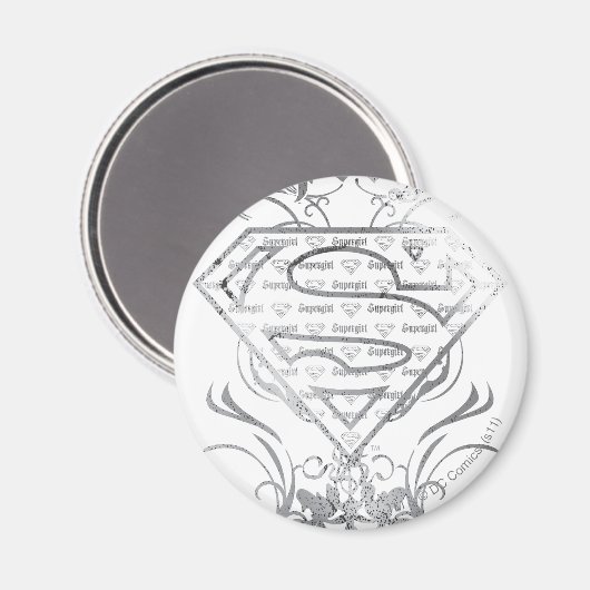 Supergirl-Extravagant-Silber-Logo Magnet (Vorderseite/Rückseite)