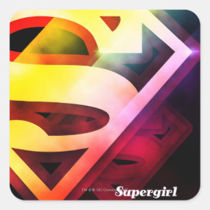 Supergirl-farbiges Logo Quadratischer Aufkleber