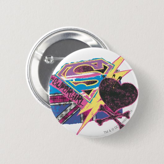 Supergirl Flag und Crossbones Button (Vorne & Hinten)